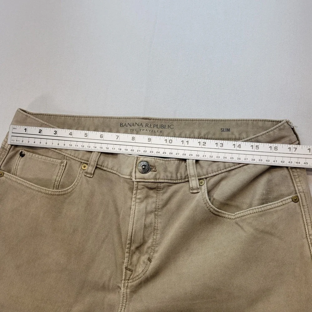 Banana Republic Traveler Jeans Mens 34x30 Khaki Slim Fit 5-Pocket Stretch Chino